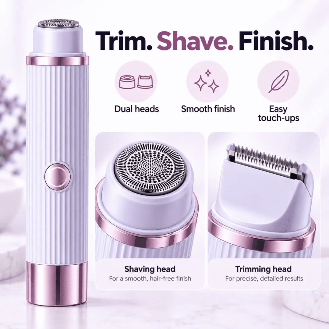 2-in-1 Double Head Electric Shaver & Trimmer for Women | Painless Facial & Body Hair Remover